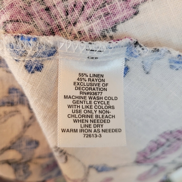 NWT Liz Claiborne‎ Linen Floral Flowey Shortsleeve Dress, Size 6, Wedding Guest - Picture 10 of 10